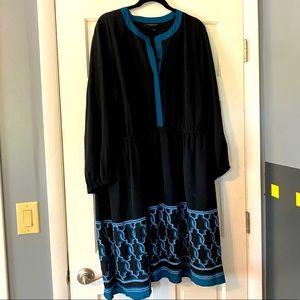 Navy dress with teal detail